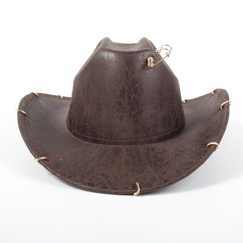 Fashion As Shown In The Picture The Top Of The Ridge Is Brown Rivet Pin Cocked Jazz Hat
