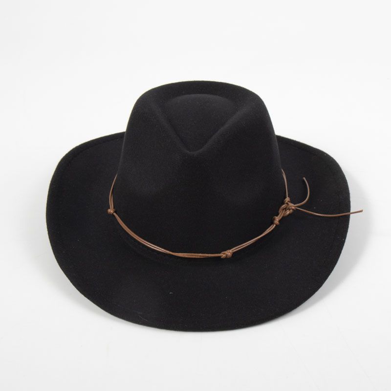 Fashion Heart Top Black Felt Curved Brim Lace-up Jazz Hat