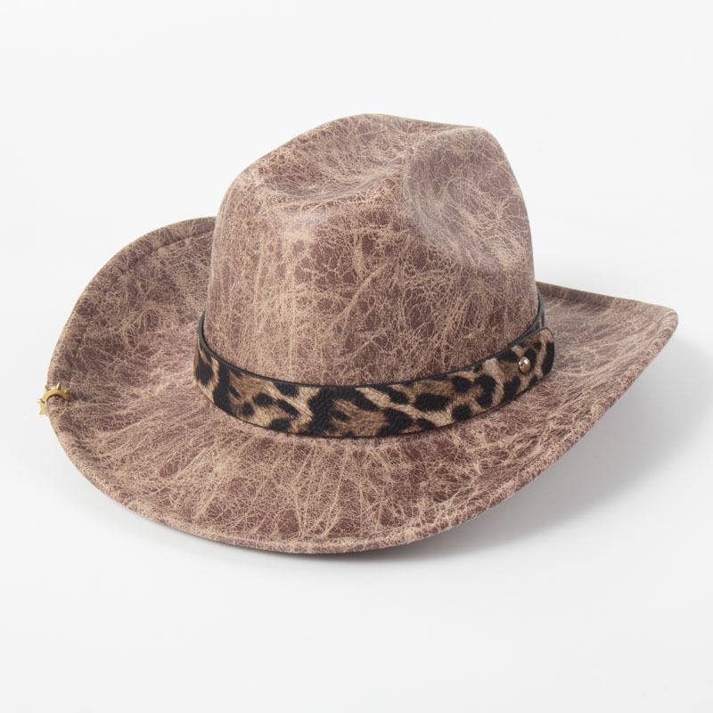 Fashion As Shown In The Picture The Top Of The Word Is Light Coffee Leopard Print Jazz Hat
