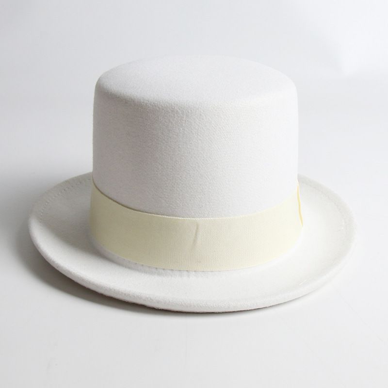 Fashion White Felt Flat Top Hat