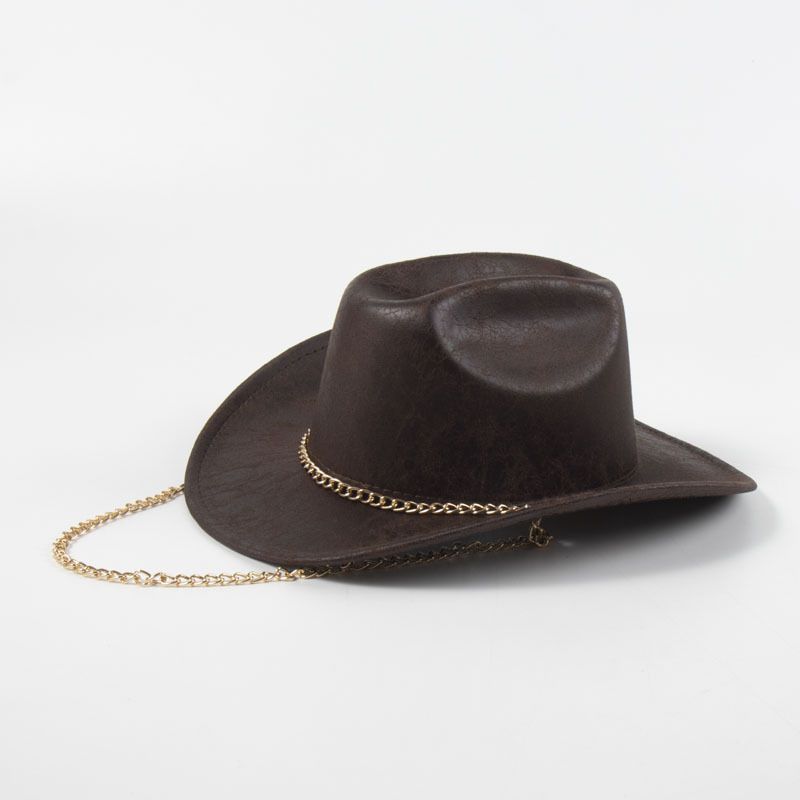 Fashion Dark Brown As Shown In The Picture Metal Chain Cocked Jazz Hat