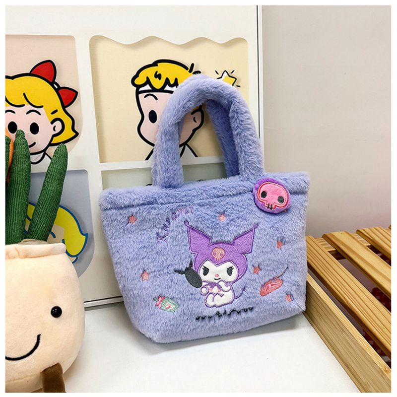 Fashion Purple Cartoon Large Capacity Children's Handbag