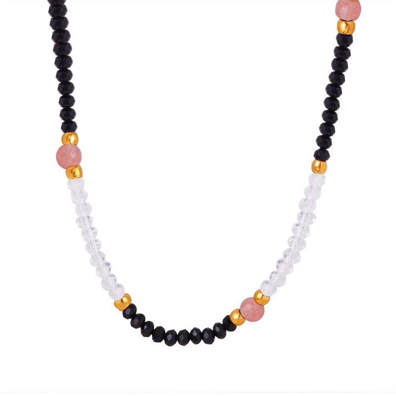 Fashion Natural Stone Necklace-40+7cm Mixed Ball Beads Necklace
