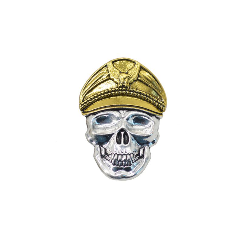 Fashion Gold Alloy Officer Skull Brooch