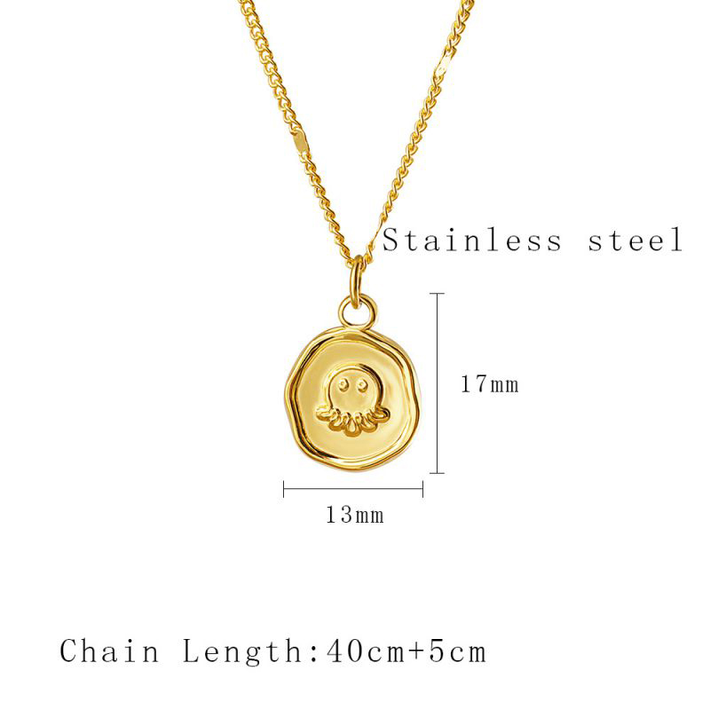 Fashion Gold Necklace (chain Length 40+5cm) Titanium Steel Irregular Small Octopus Tag Necklace