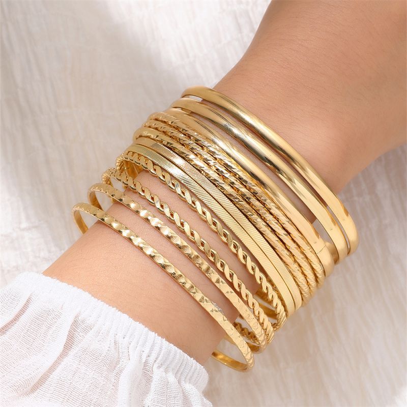 Fashion Gold Metal Geometric Bracelet Set