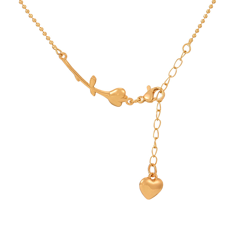 Fashion Golden 2 Copper Love Flower Pendant Bead Chain Necklace