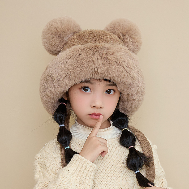 Fashion Children S Khaki Polyester Bear Ears Knitted Children S Pullover Hat  Polyester