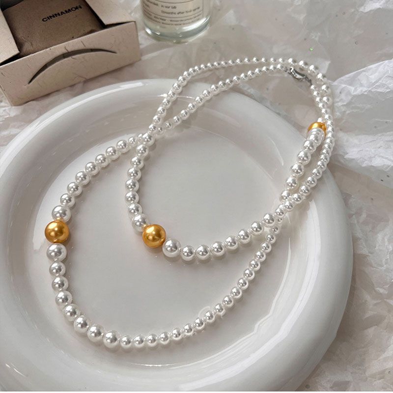 Fashion Necklace-white Geometric Pearl Beads Necklace