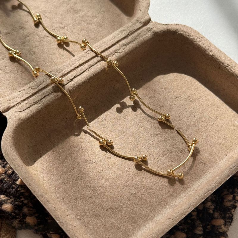 Fashion Necklace - Gold (wave) Copper Geometric Necklace