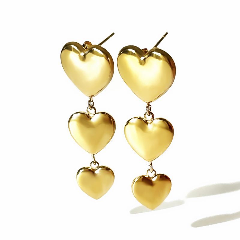 Fashion Gold Titanium Steel Glossy Love Earrings  Stainless Steel