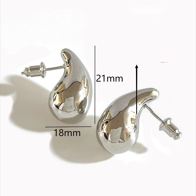Fashion Copper Solid Mini Small Silver Stainless Steel Glossy Water Drop Earrings  Stainless Steel