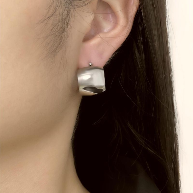 Fashion Silver Titanium Steel Glossy U-shaped Earrings  Stainless Steel