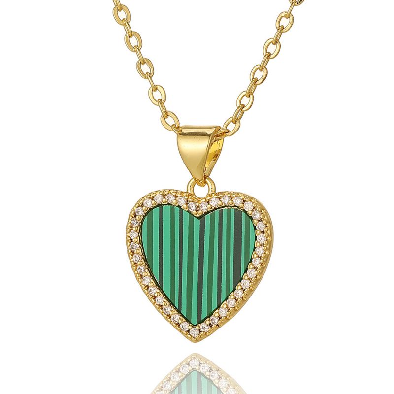 Fashion 12# Copper Inlaid Zirconium Love Necklace  Copper