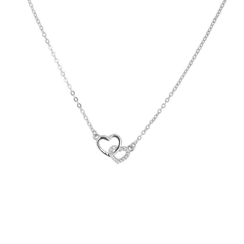 Fashion Silver Alloy Diamond Love Necklace