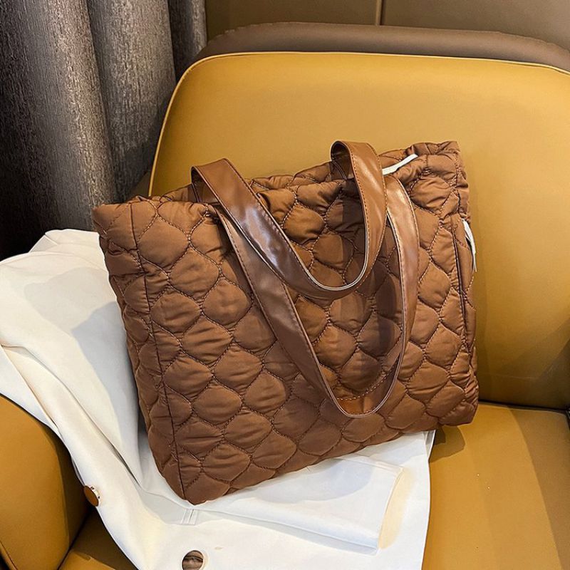 Fashion Brown Nylon Embroidery Large Capacity Shoulder Bag