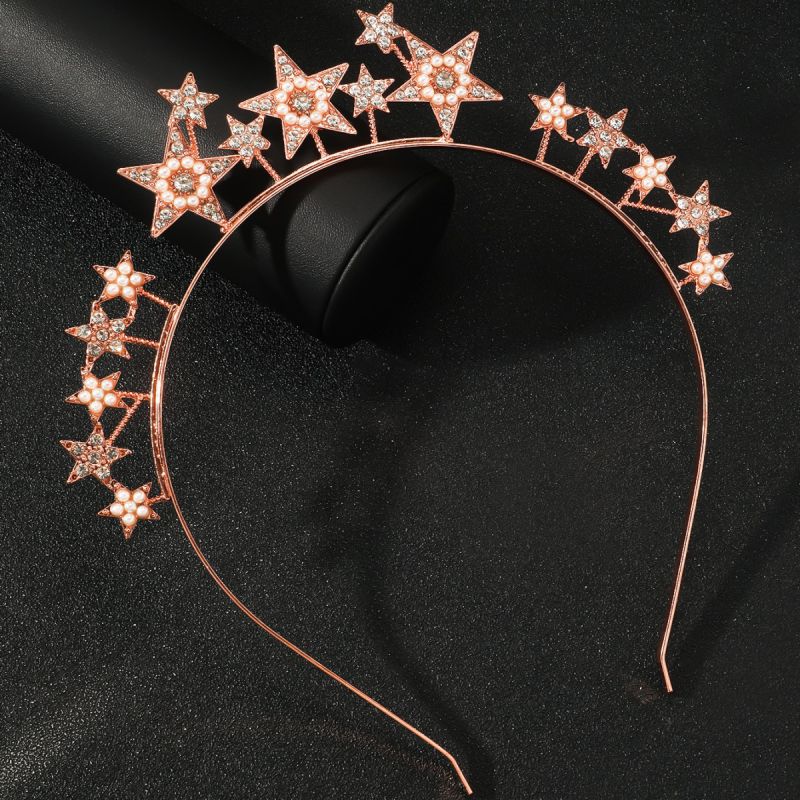 Fashion Rose Gold Geometric Diamond Star Headband