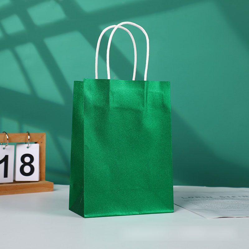 Fashion Glitter Film Green (minimum Batch Of 10) Cowhide Fine Shiny Hand Gift Bag (minimum Batch Of 10 Pieces)