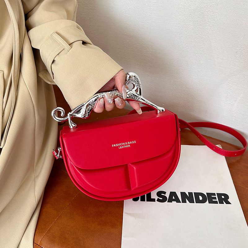 Fashion Red Pu Flap Crossbody Bag