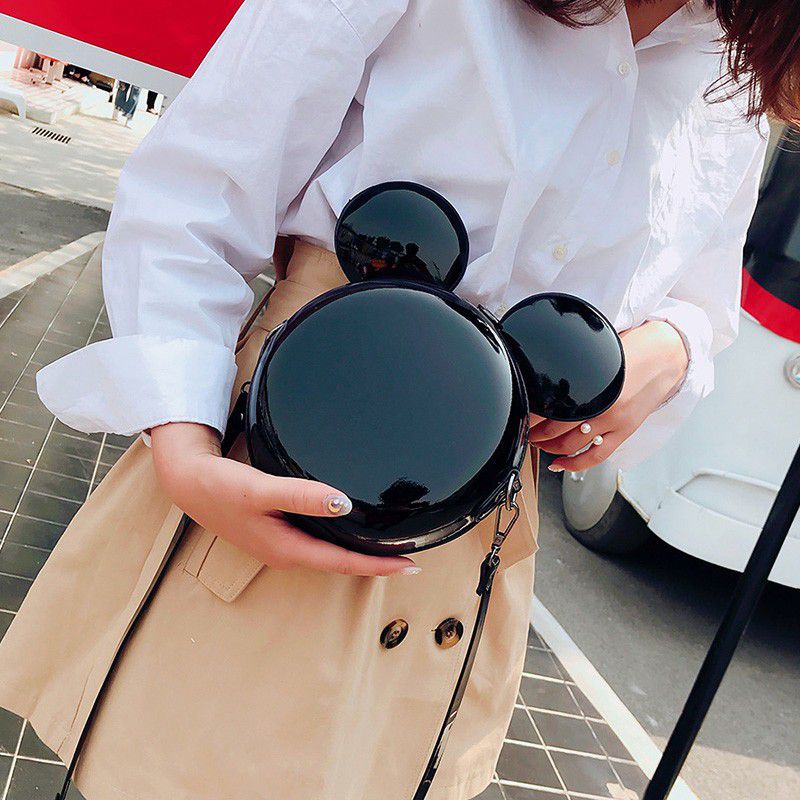Fashion Black Plastic Silicone Mickey Mouse Crossbody Bag