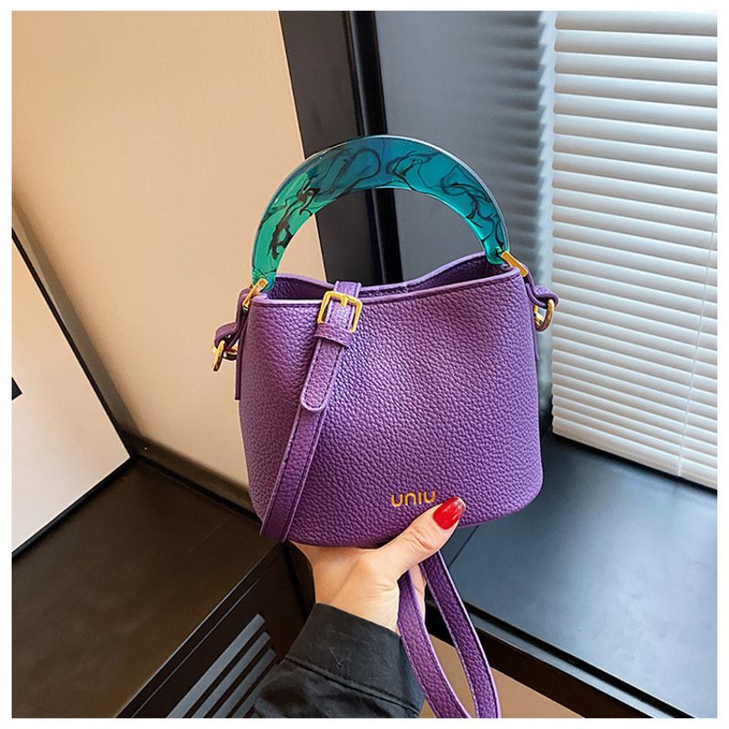 Fashion Purple Large Capacity Crossbody Bag With Plastic Handle