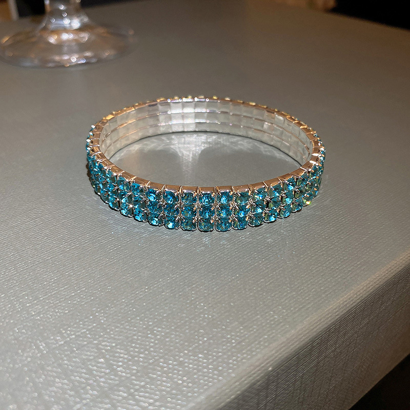 Fashion 70# Bracelet-light Blue Copper Inlaid Zirconium Geometric Bracelet