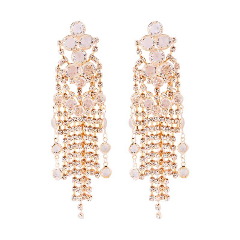 Fashion Gold Alloy Diamond Claw Chain Earrings