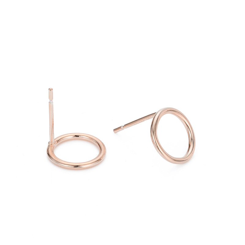 Fashion Rose Gold Stainless Steel Hollow Round Earrings
