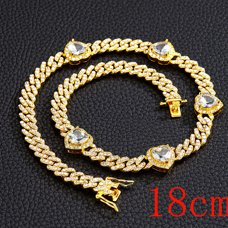 Fashion Bracelet 7inch (18cm)-1 Love Gold White Zirconium Necklace Alloy Diamond Love Bracelet For Men