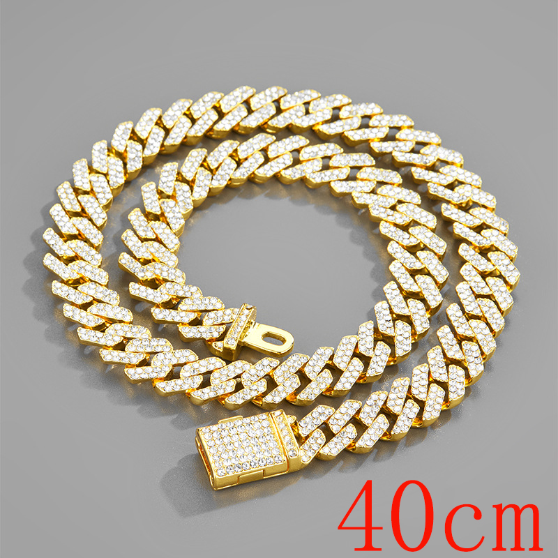 Fashion Gold 16inch (40cm) Alloy Diamond Chain Diamond Necklace For Men