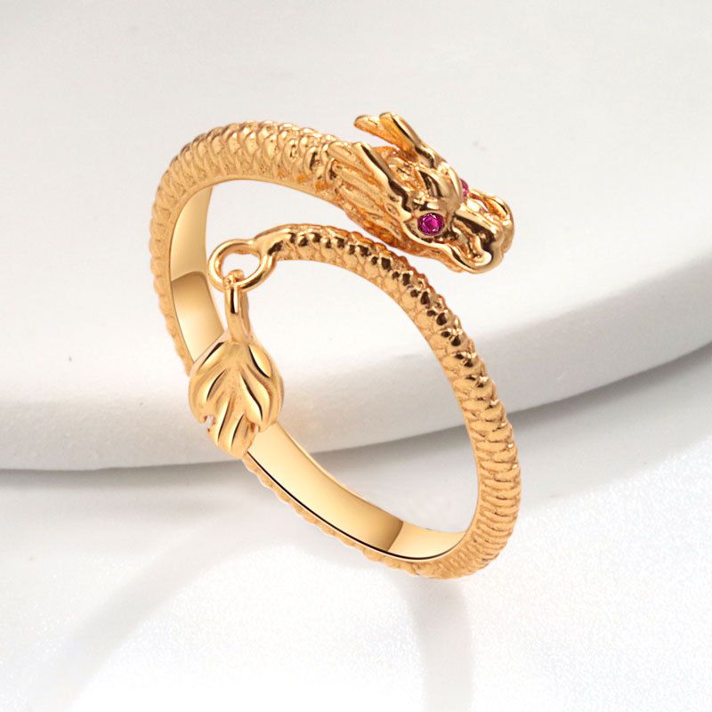 Fashion Gold Color Copper And Diamond Dragon Ring