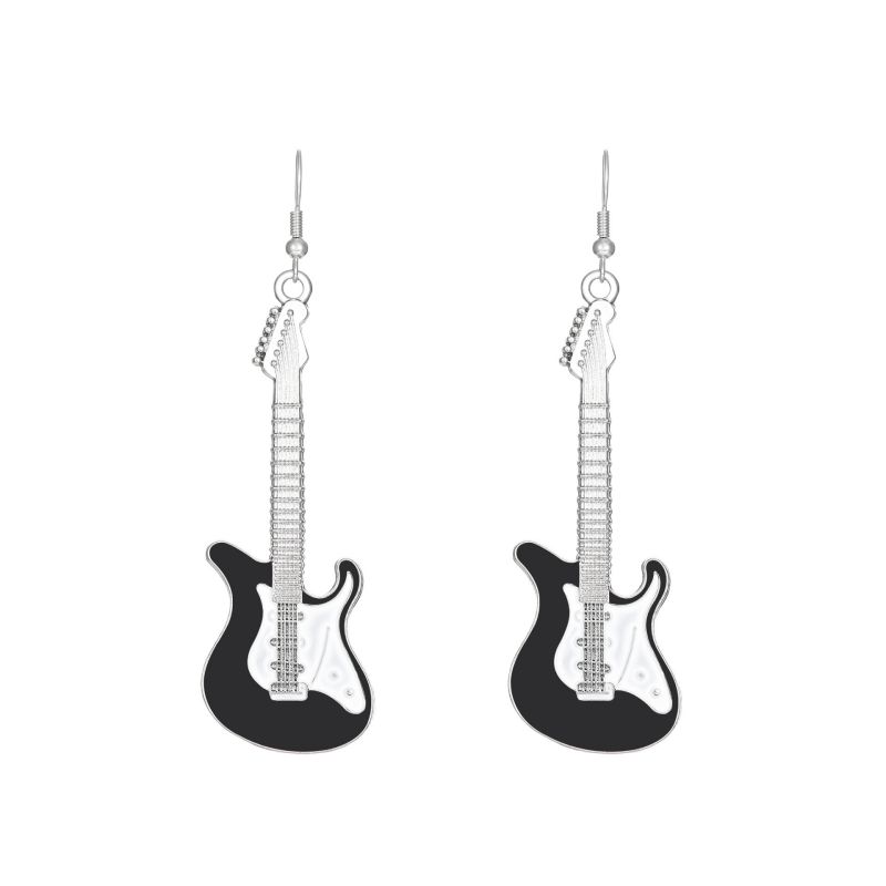 Fashion 4# Titanium Steel Guitar Earrings