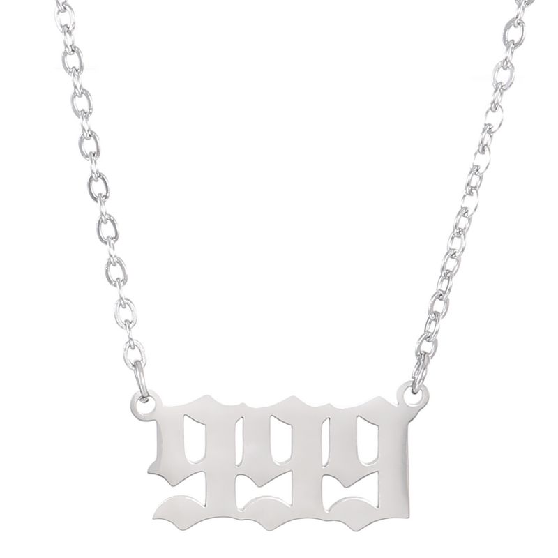 Fashion 9# Titanium Steel Number Necklace