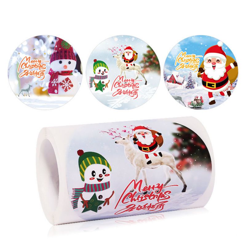 Fashion 3# Geometric Christmas Print Roll Label Sealing Stickers