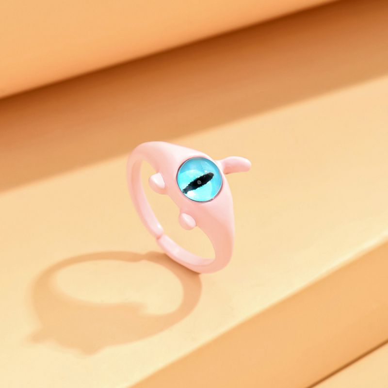 Fashion Pink One-eyed Monster Ring Acrylic Little Monster Geometric Eyes Open Ring