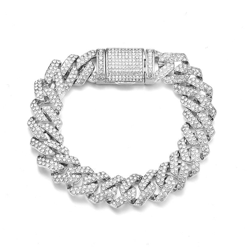 Fashion Silver Bracelet 8inch (20cm) Alloy Diamond Geometric Chain Mens Bracelet