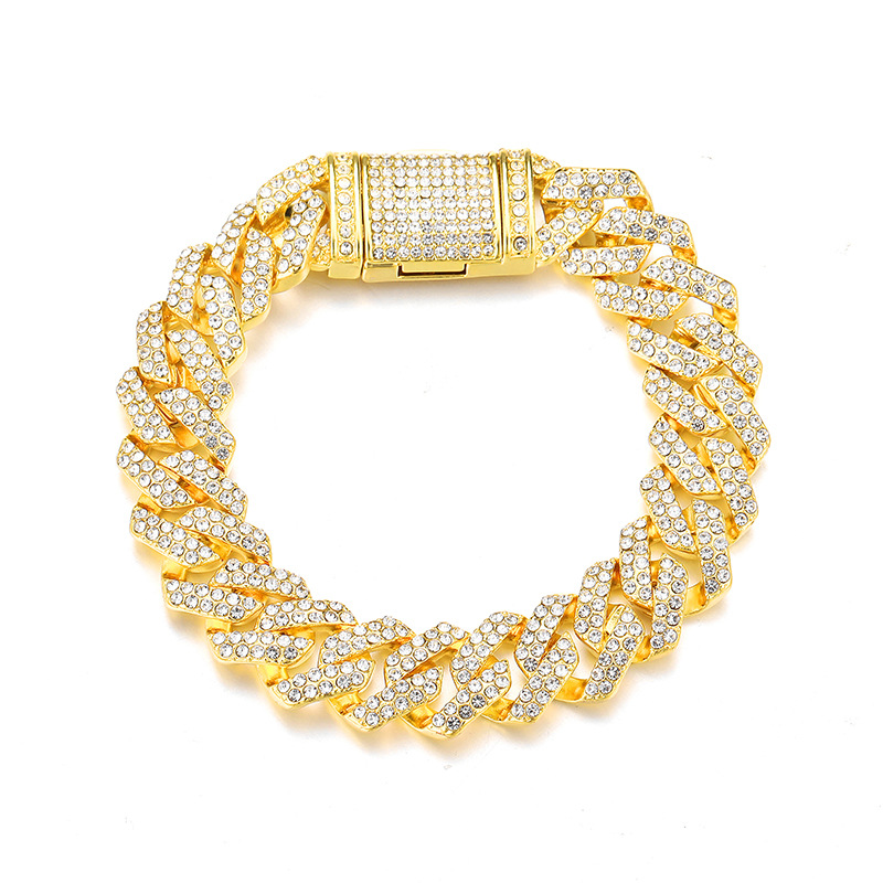 Fashion Gold Bracelet 8inch (20cm) Alloy Diamond Geometric Chain Mens Bracelet