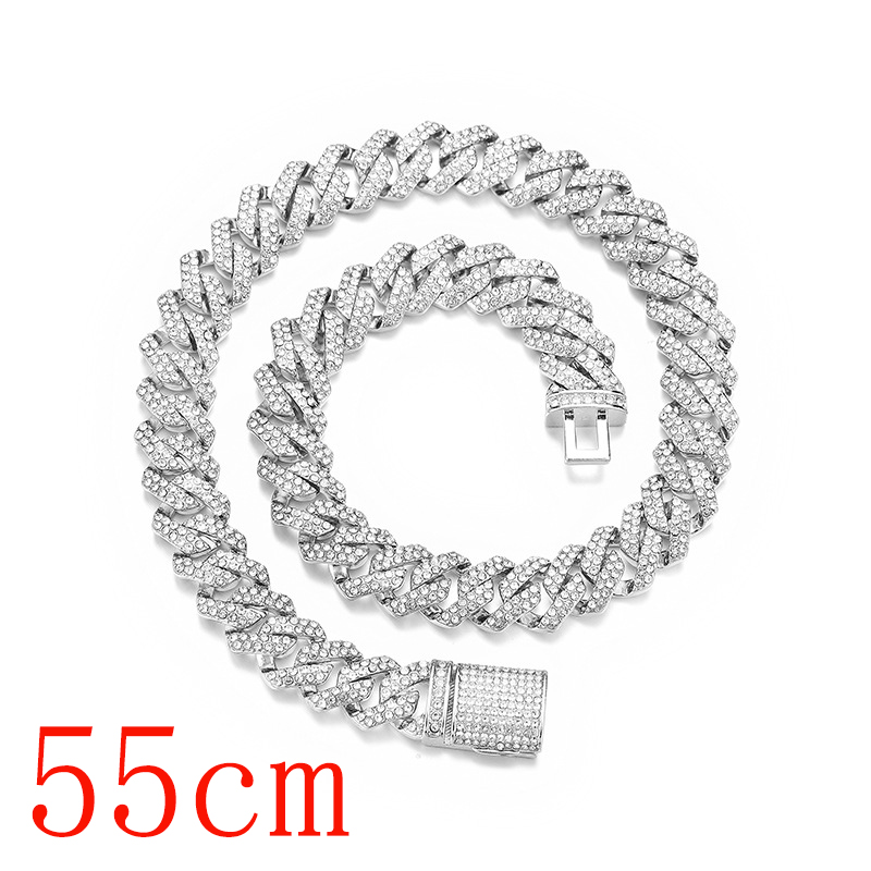 Fashion Silver Necklace 22inch (55cm) Alloy Diamond Geometric Chain Necklace For Men