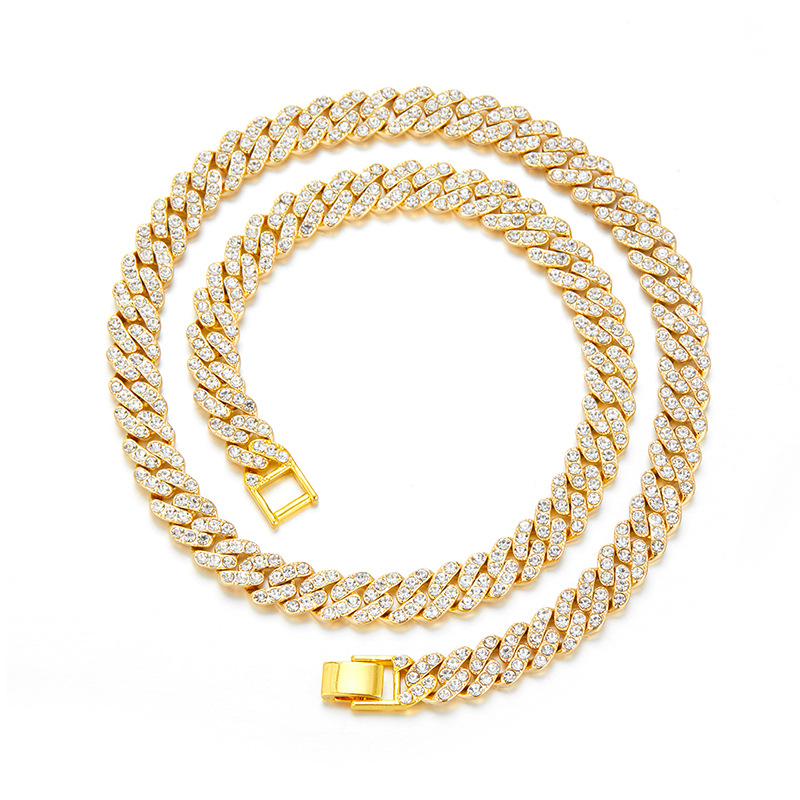 Fashion 9mm*20inch Golden Cuban Chain Alloy Geometric Twist Chain Mens Necklace