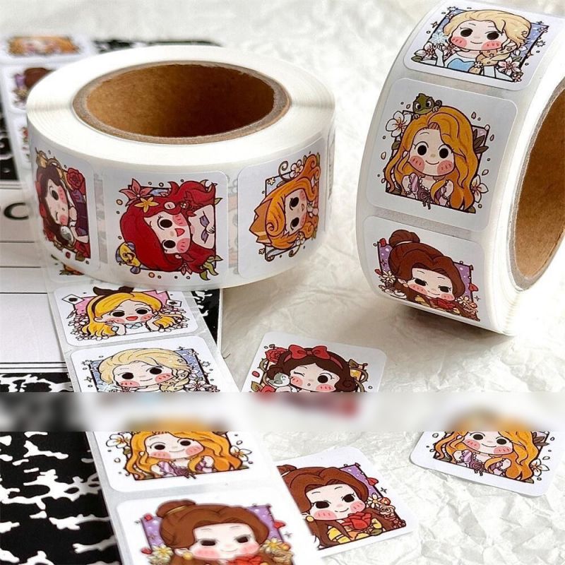 Fashion Disney Princess Generation Roll Stickers [1 Roll/500 Stickers] Paper Printed Pocket Material Dot Stickers