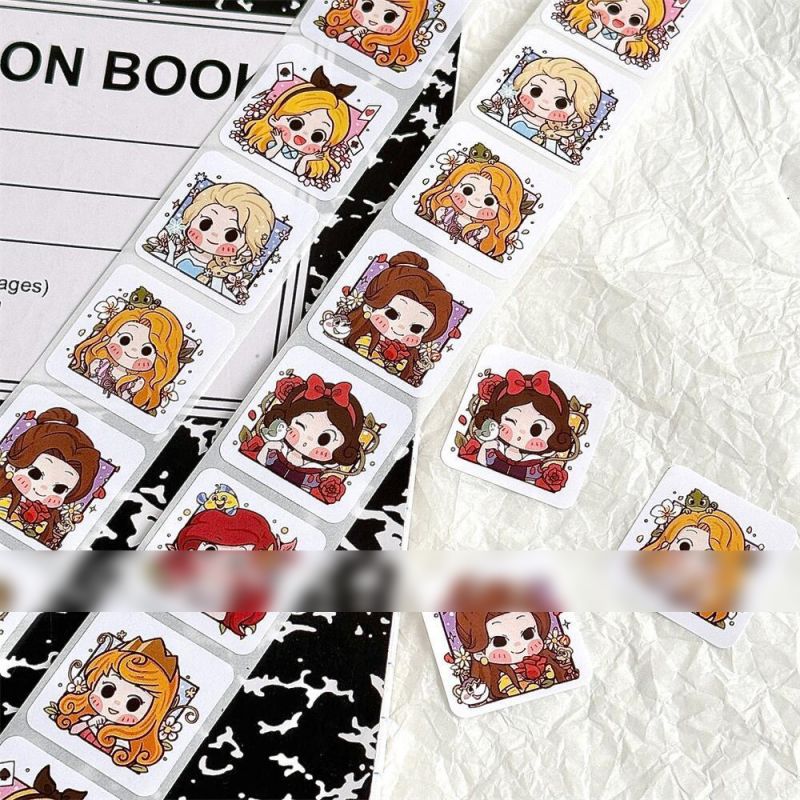 Fashion Disney Princess Roll Stickers [1 Roll/500 Stickers] Paper Printed Pocket Material Dot Stickers