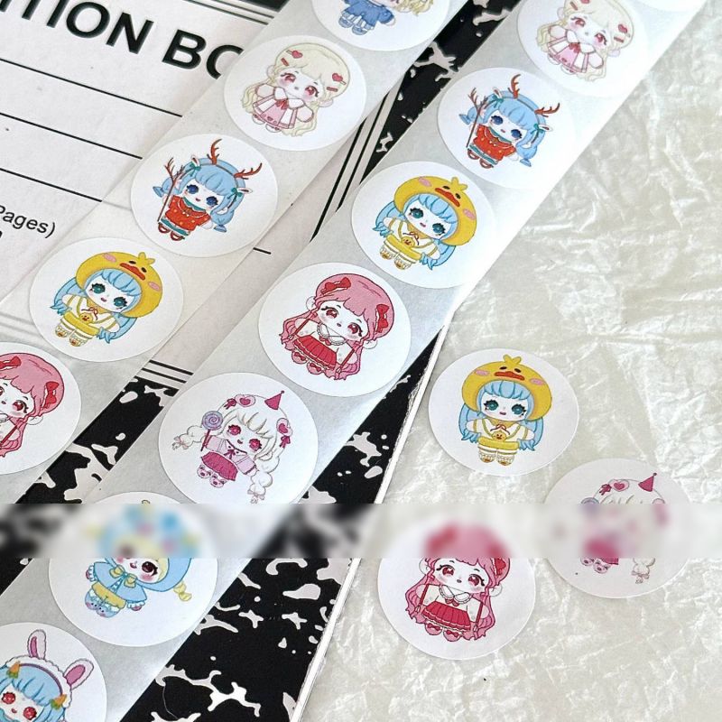 Fashion Cotton Doll [1 Roll/500 Stickers] Paper Printed Pocket Material Dot Stickers