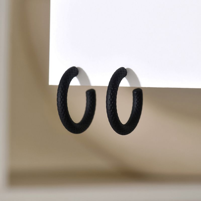 Fashion Black Acrylic Painted C-shaped Earrings