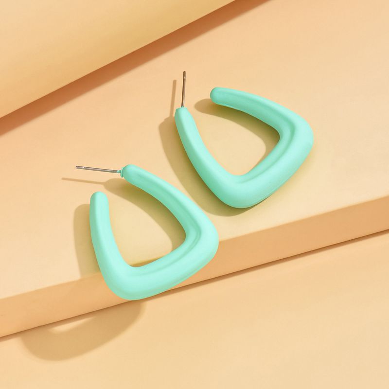 Fashion Lake Green Acrylic Painted Triangular Earrings