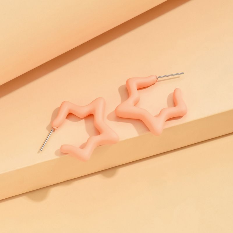 Fashion Leather Pink Acrylic Painted Star Earrings
