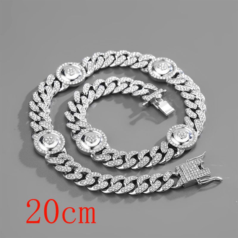 Fashion Bracelet 8inch (20cm) Silver Devils Eye Cuban Chain (non-drip) 145 Alloy Diamond Chain Five-pointed Star Bracelet