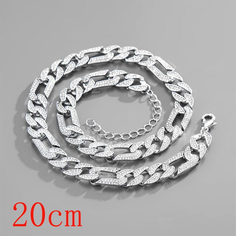 Fashion Bracelet 8inch (20cm) Silver Geometric Cuban Chain-152 Alloy Diamond Chain Five-pointed Star Bracelet