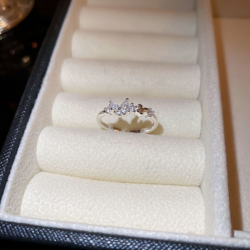Fashion Ring-silver (butterfly) Diamond Butterfly Geometric Open Ring