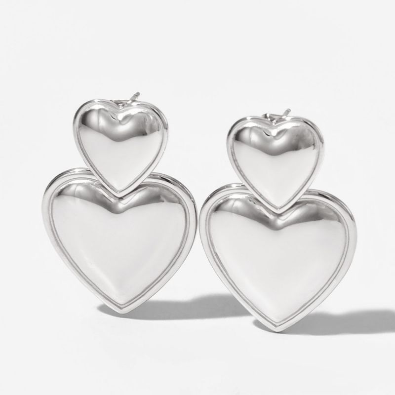 Fashion Silver Stainless Steel Stitched Love Earrings