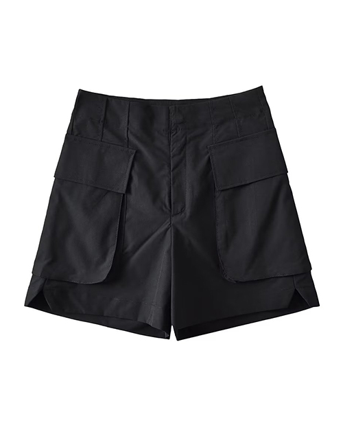 Fashion Black Polyester Pocket Cargo Shorts